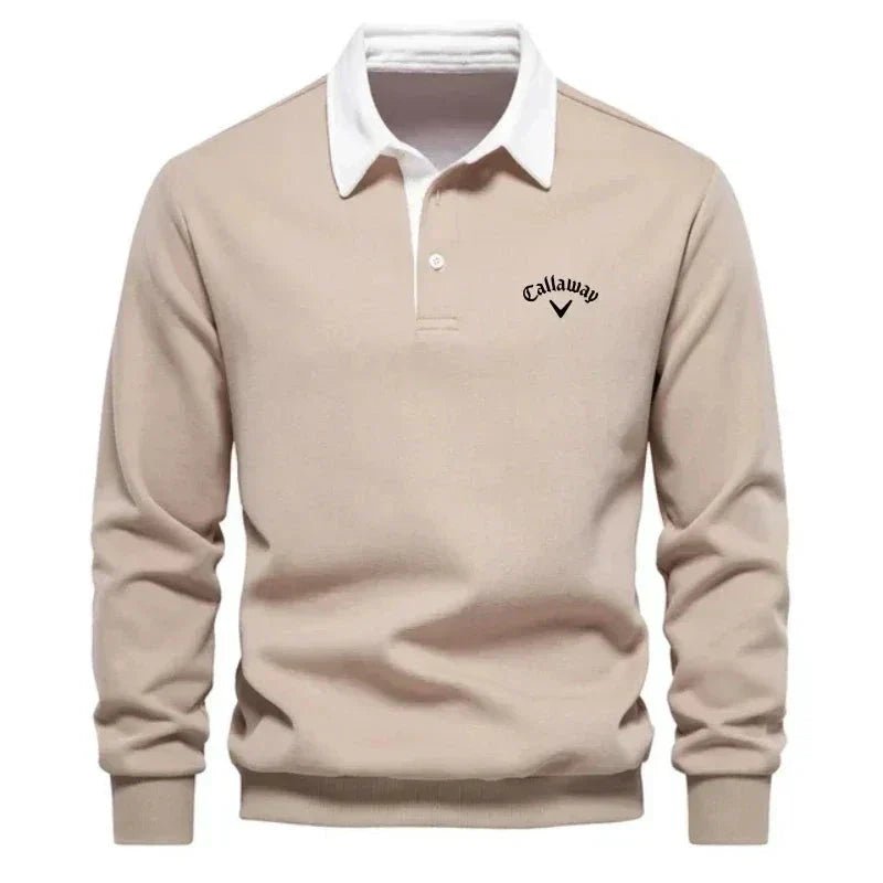 Sebastian | Mens Long-Sleeve Polo Sweater — Tailored Fit with Contrast Collar in 6 Colors S–2XL | Westmere