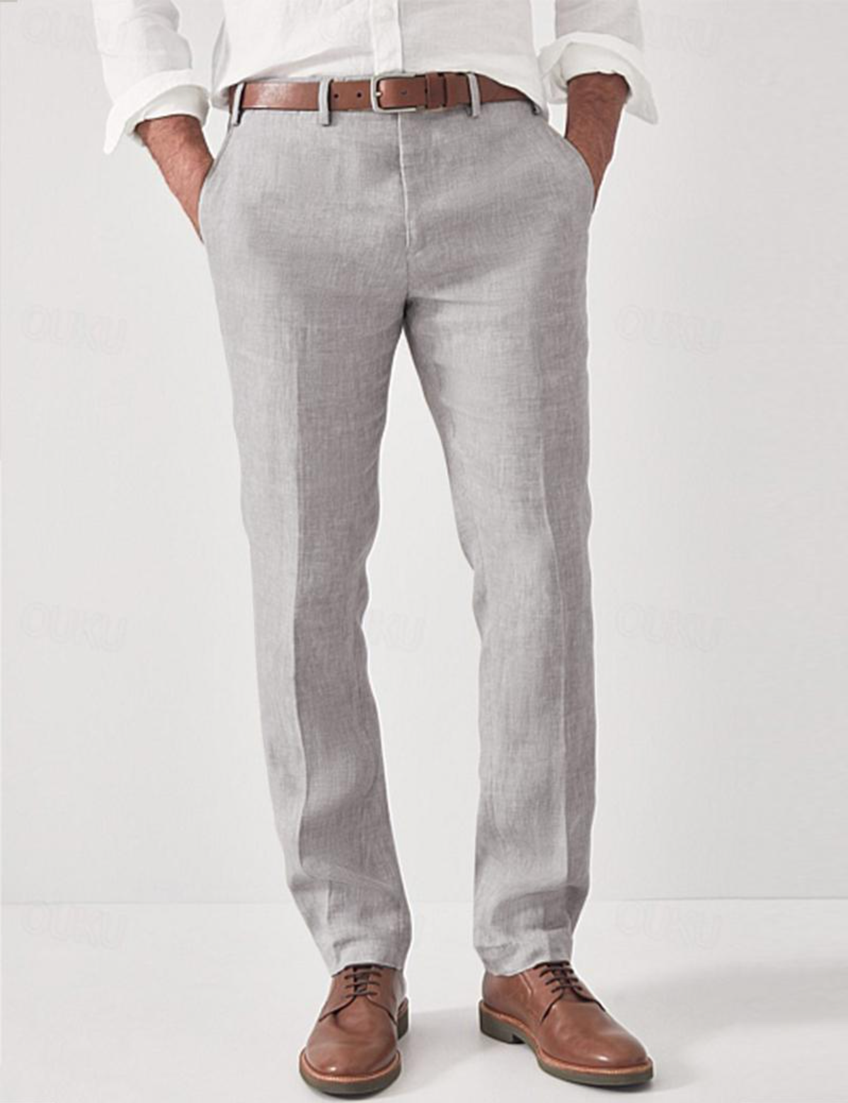 Men's Linen Pants with Belt Loops