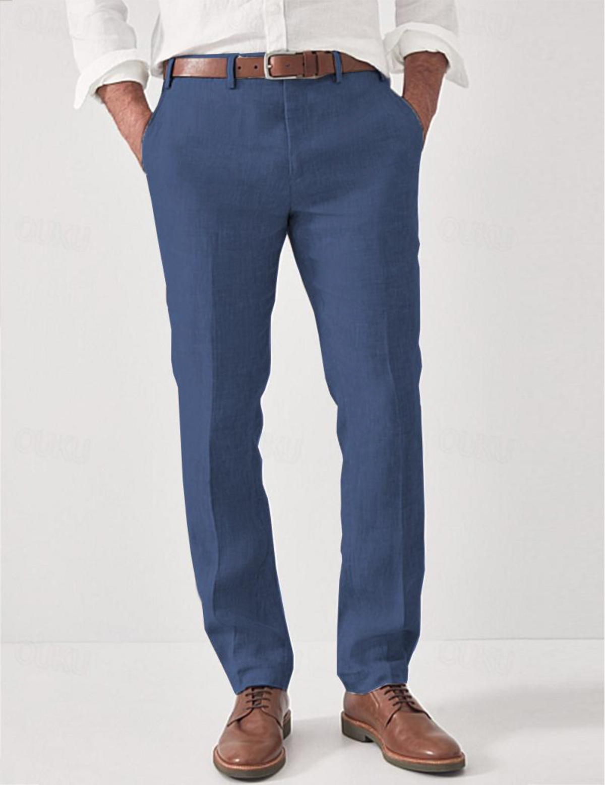 Men's Linen Pants with Belt Loops