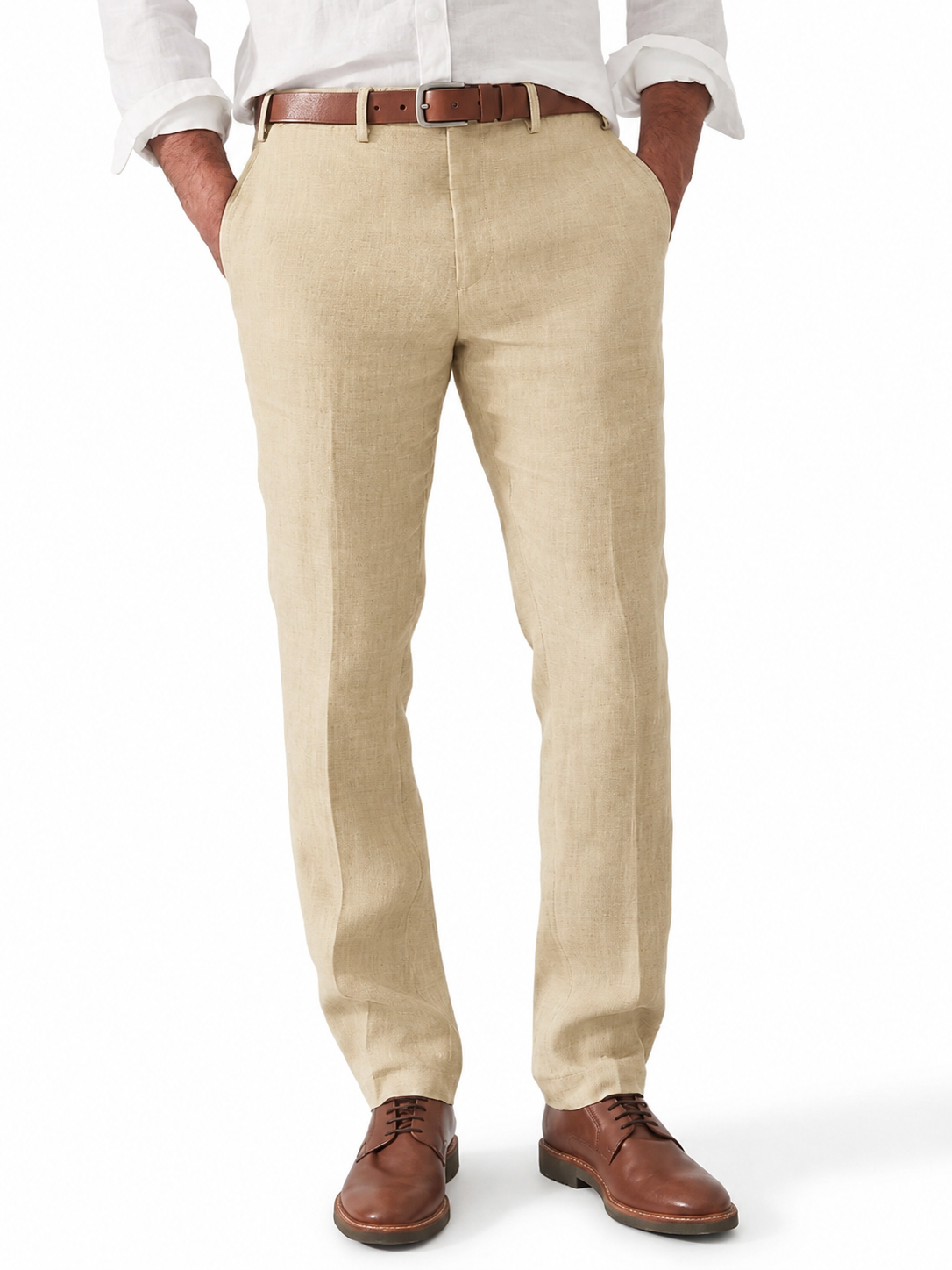Men's Linen Pants with Belt Loops