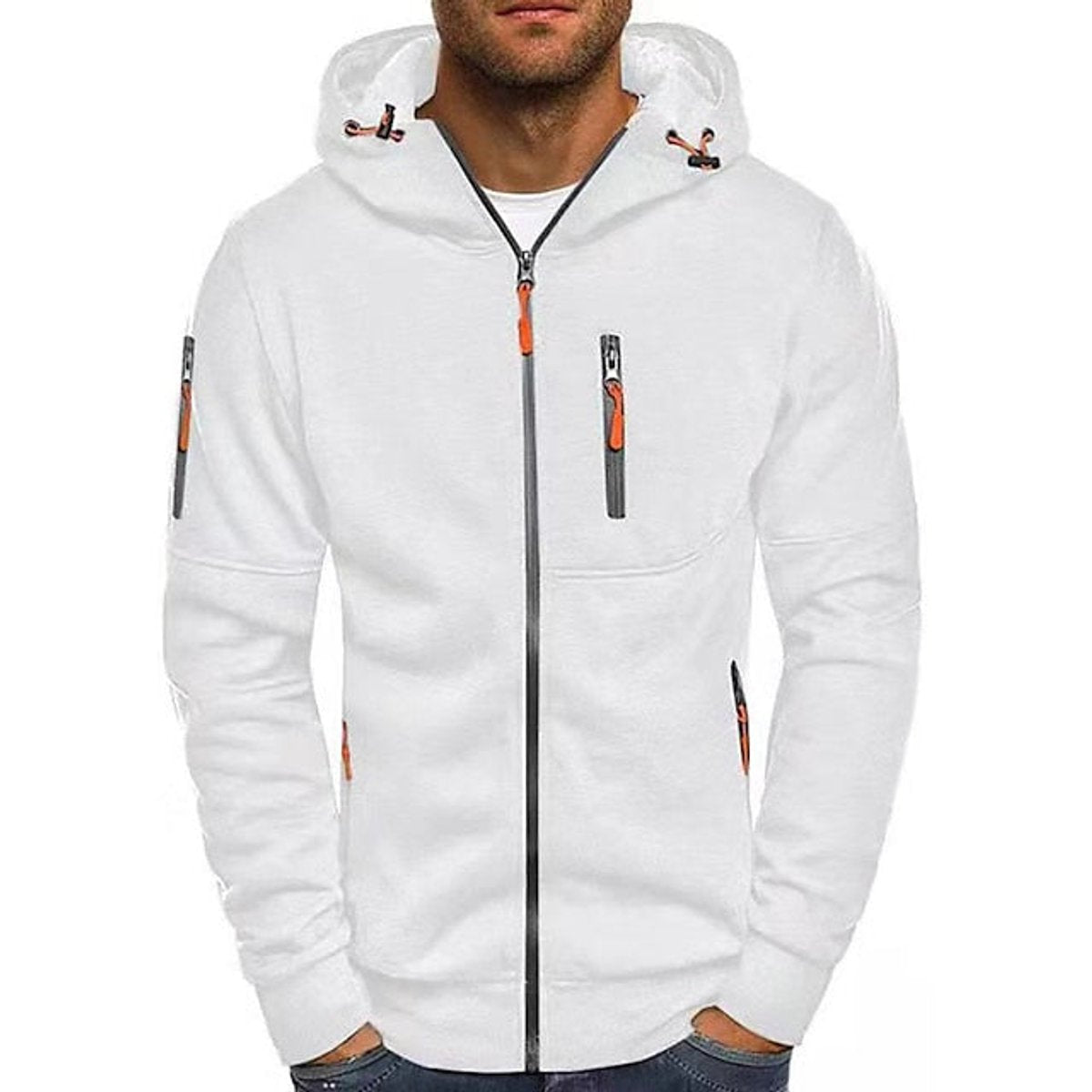 Simon | Mens Zip-Up Hoodie — Drawstring with Front Pockets and Chest Zip in 9 Colors S–5XL | Westmere