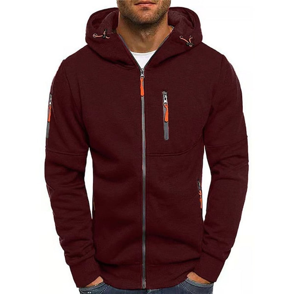 Simon | Mens Zip-Up Hoodie — Drawstring with Front Pockets and Chest Zip in 9 Colors S–5XL | Westmere