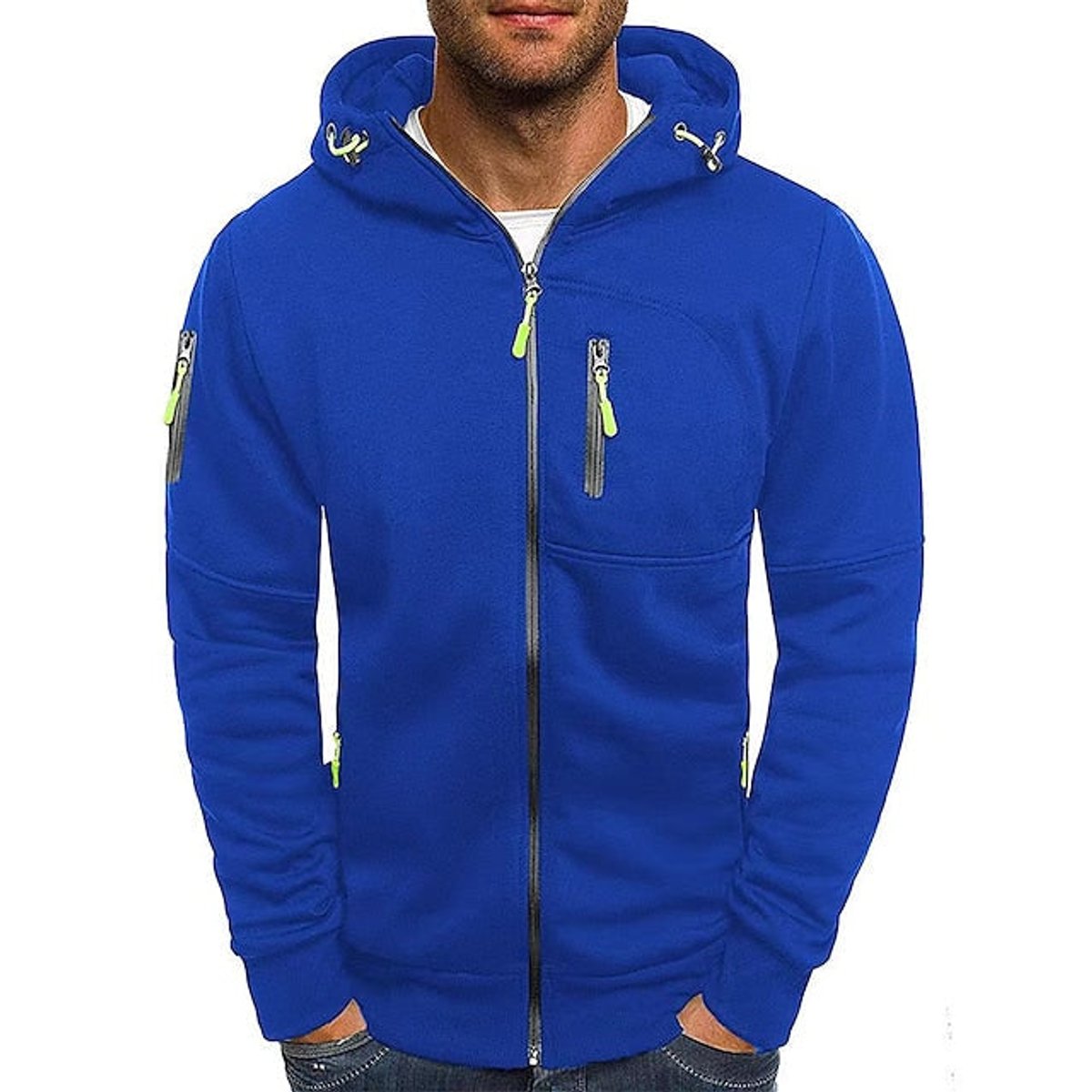 Simon | Mens Zip-Up Hoodie — Drawstring with Front Pockets and Chest Zip in 9 Colors S–5XL | Westmere