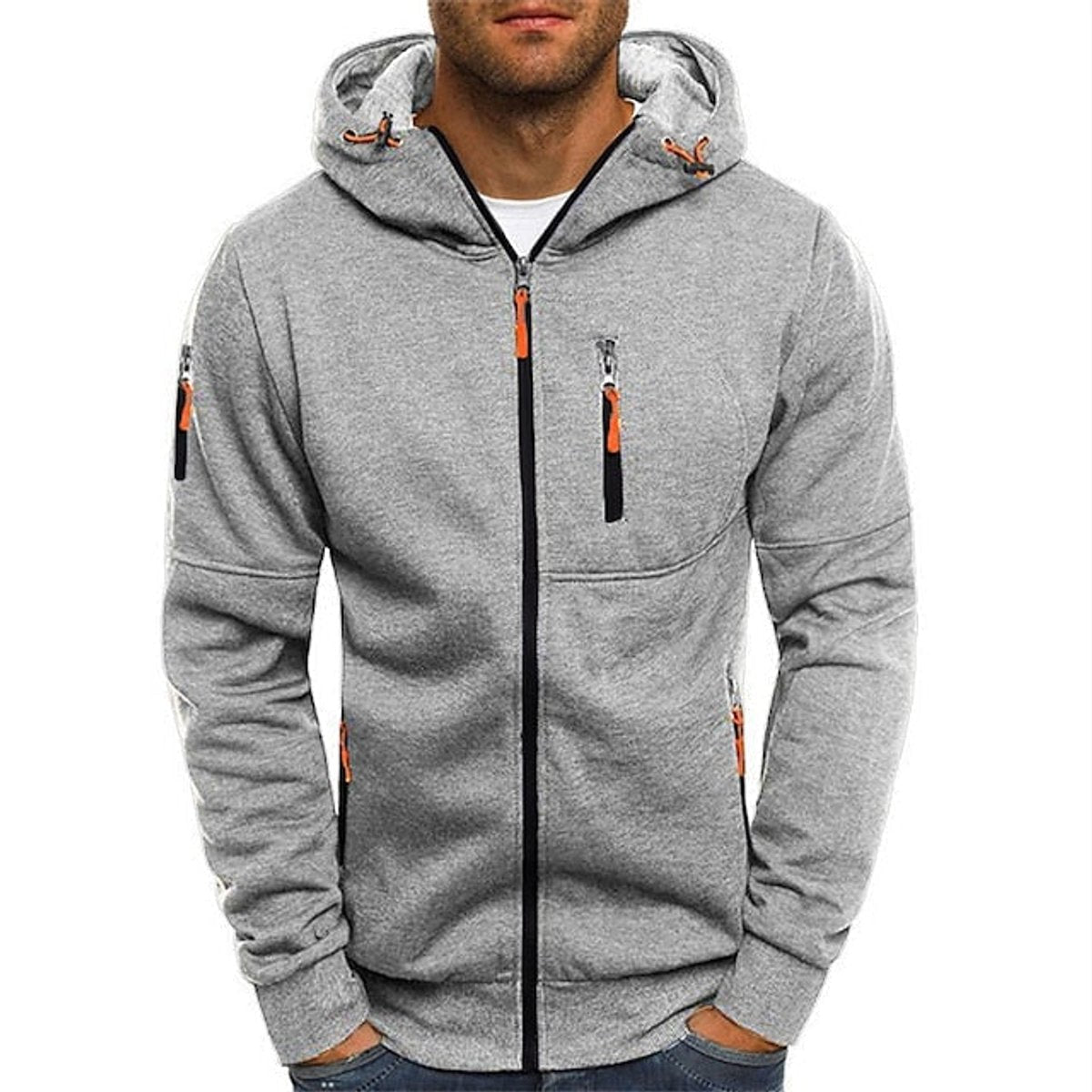 Simon | Mens Zip-Up Hoodie — Drawstring with Front Pockets and Chest Zip in 9 Colors S–5XL | Westmere