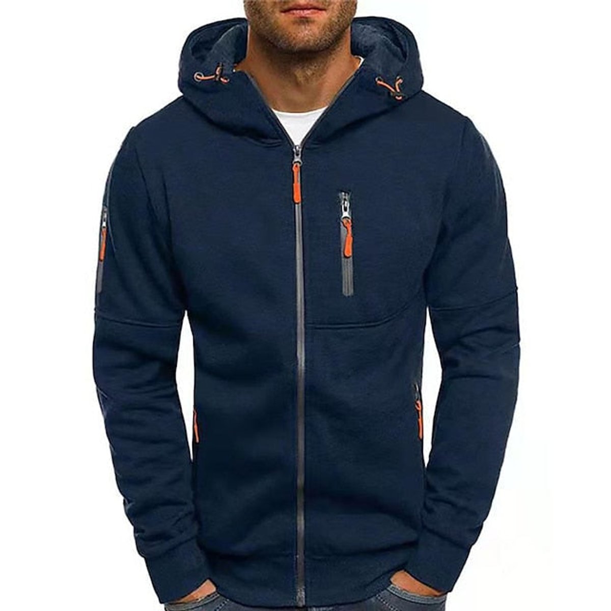 Simon | Mens Zip-Up Hoodie — Drawstring with Front Pockets and Chest Zip in 9 Colors S–5XL | Westmere