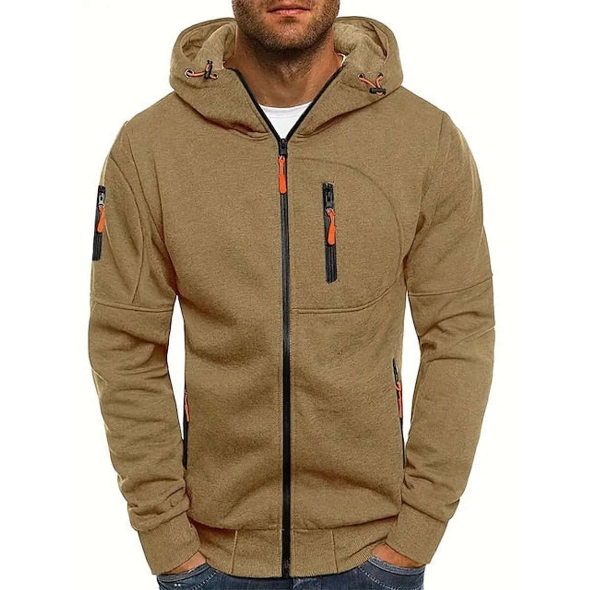 Simon | Mens Zip-Up Hoodie — Drawstring with Front Pockets and Chest Zip in 9 Colors S–5XL | Westmere