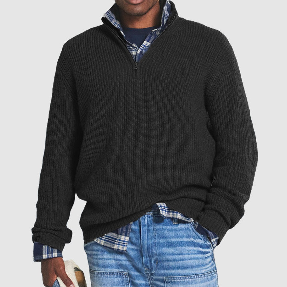 Lukas | Mens Ribbed Quarter-Zip Knit Sweater — Business Casual Sweater in 4 Colors M–4XL | Westmere
