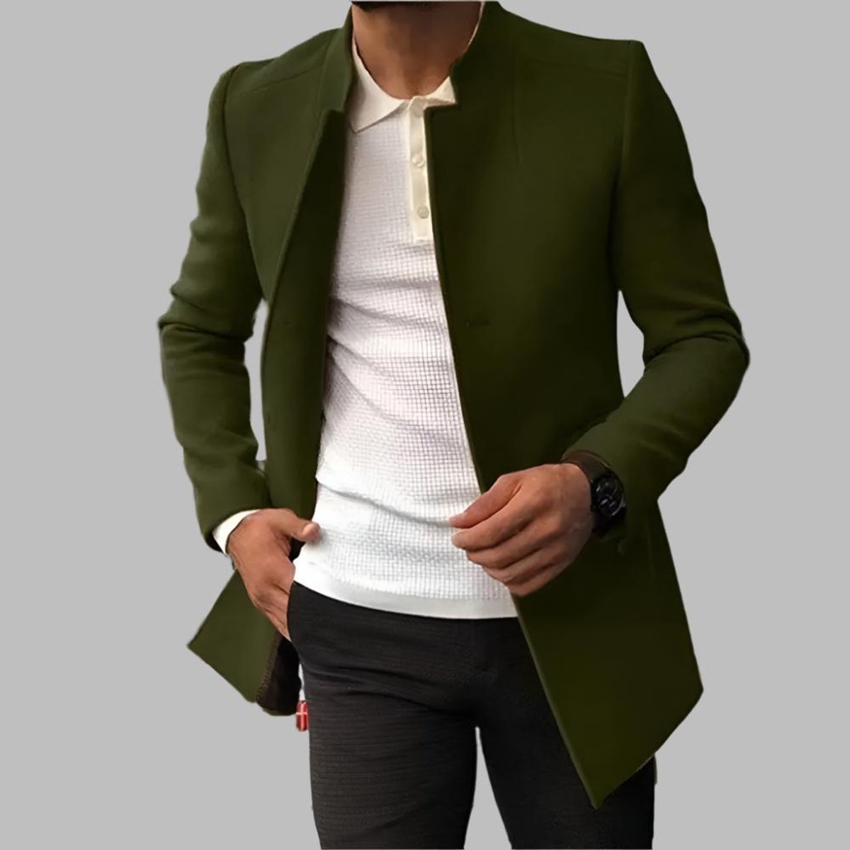 Matthias | Mens Slim-Fit Wool Coat with Stand Collar — Elegant Winter Coat in 5 Colors M–3XL | Westmere