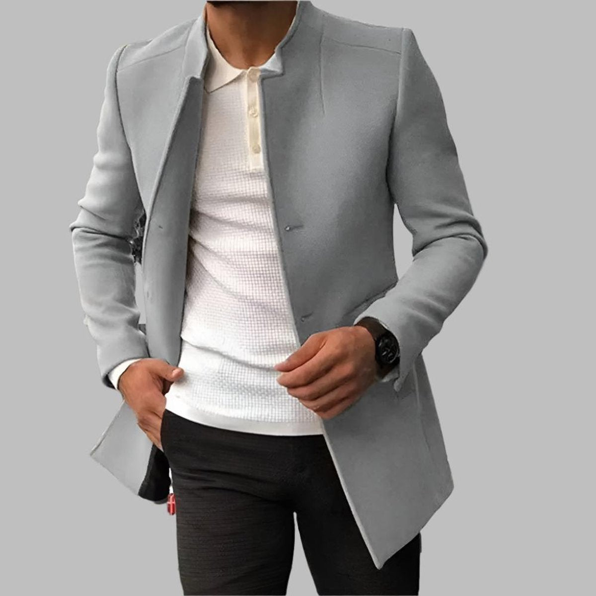 Matthias | Mens Slim-Fit Wool Coat with Stand Collar — Elegant Winter Coat in 5 Colors M–3XL | Westmere