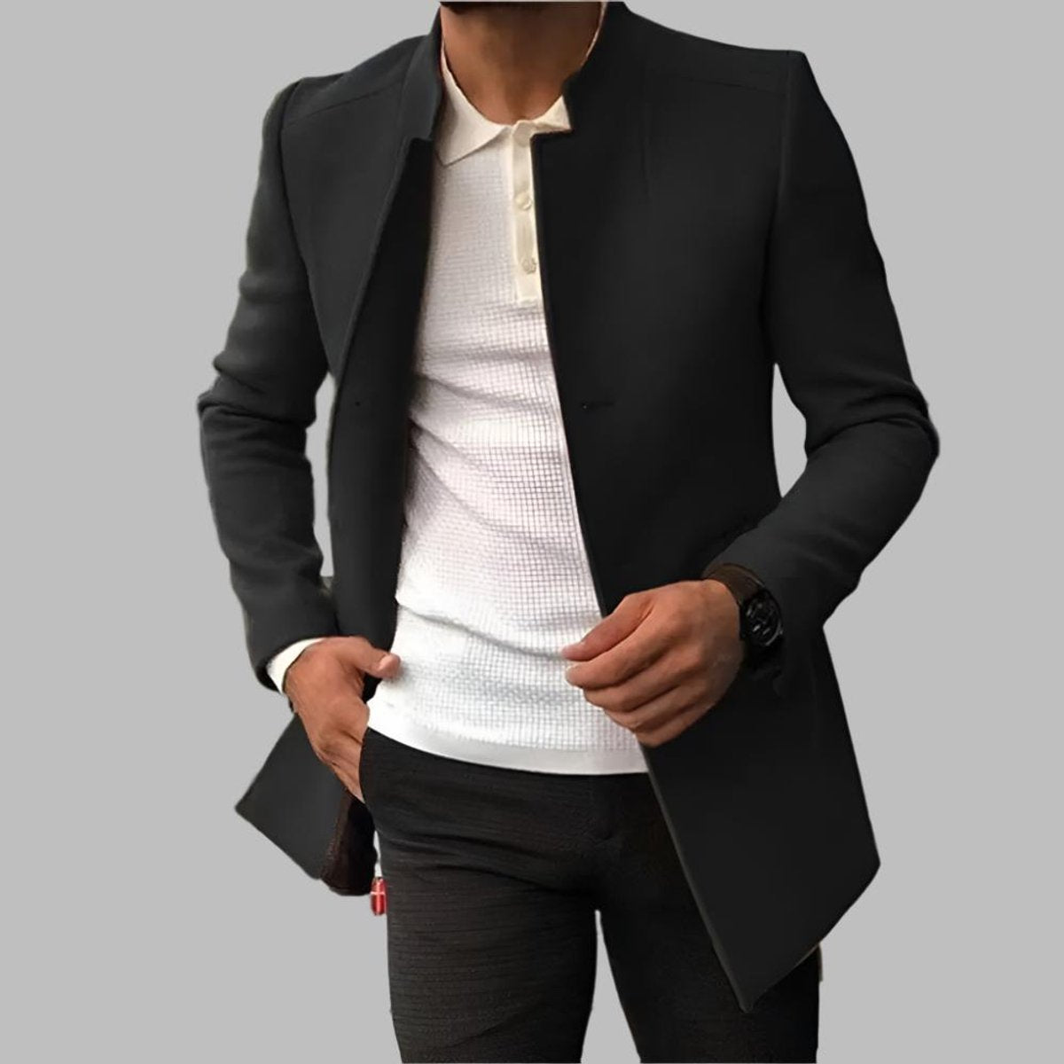 Matthias | Mens Slim-Fit Wool Coat with Stand Collar — Elegant Winter Coat in 5 Colors M–3XL | Westmere