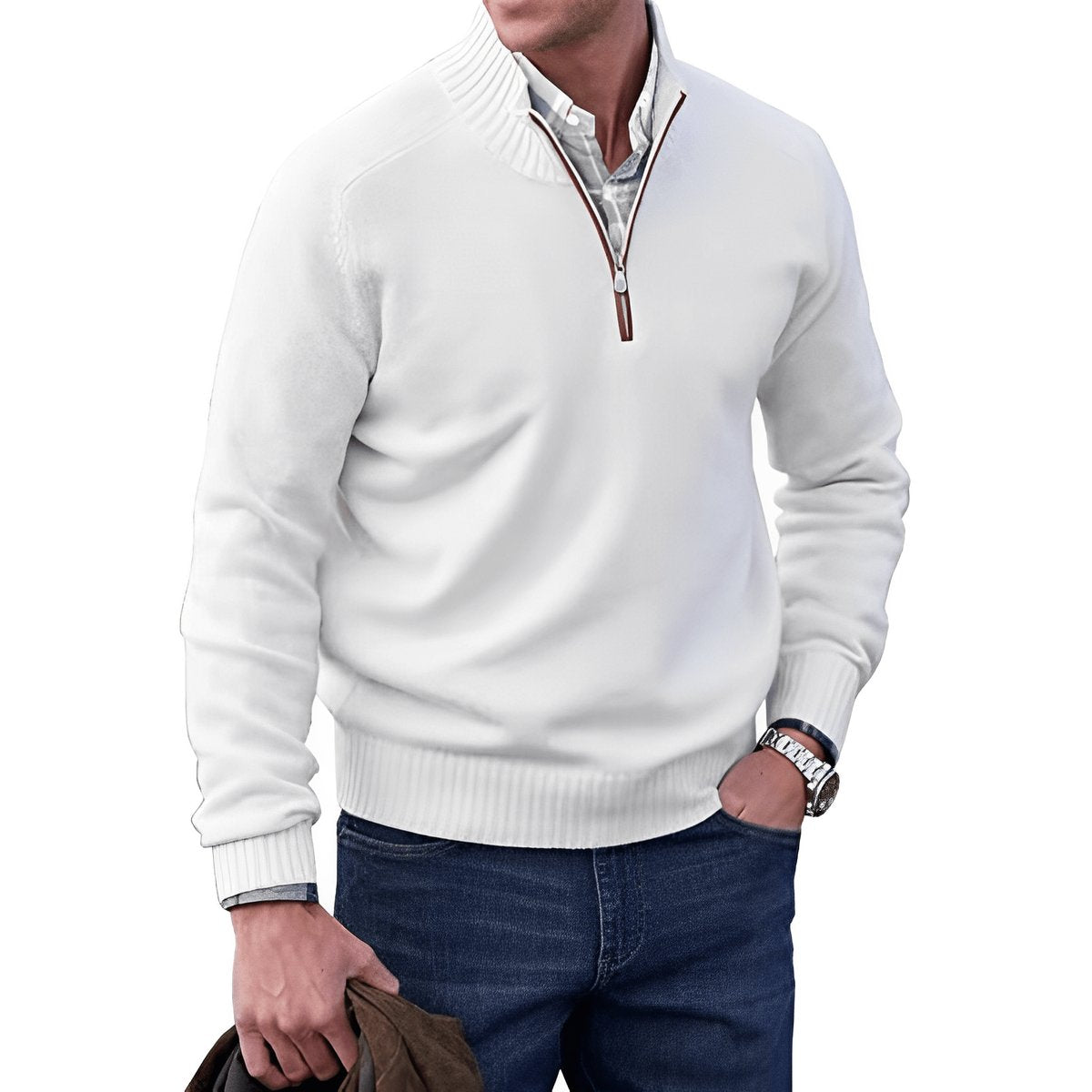 Elias | Mens Knit Regular-Fit Quarter-Zip Sweater — Classic Winter Knit in 10 Colors M–3XL | Westmere