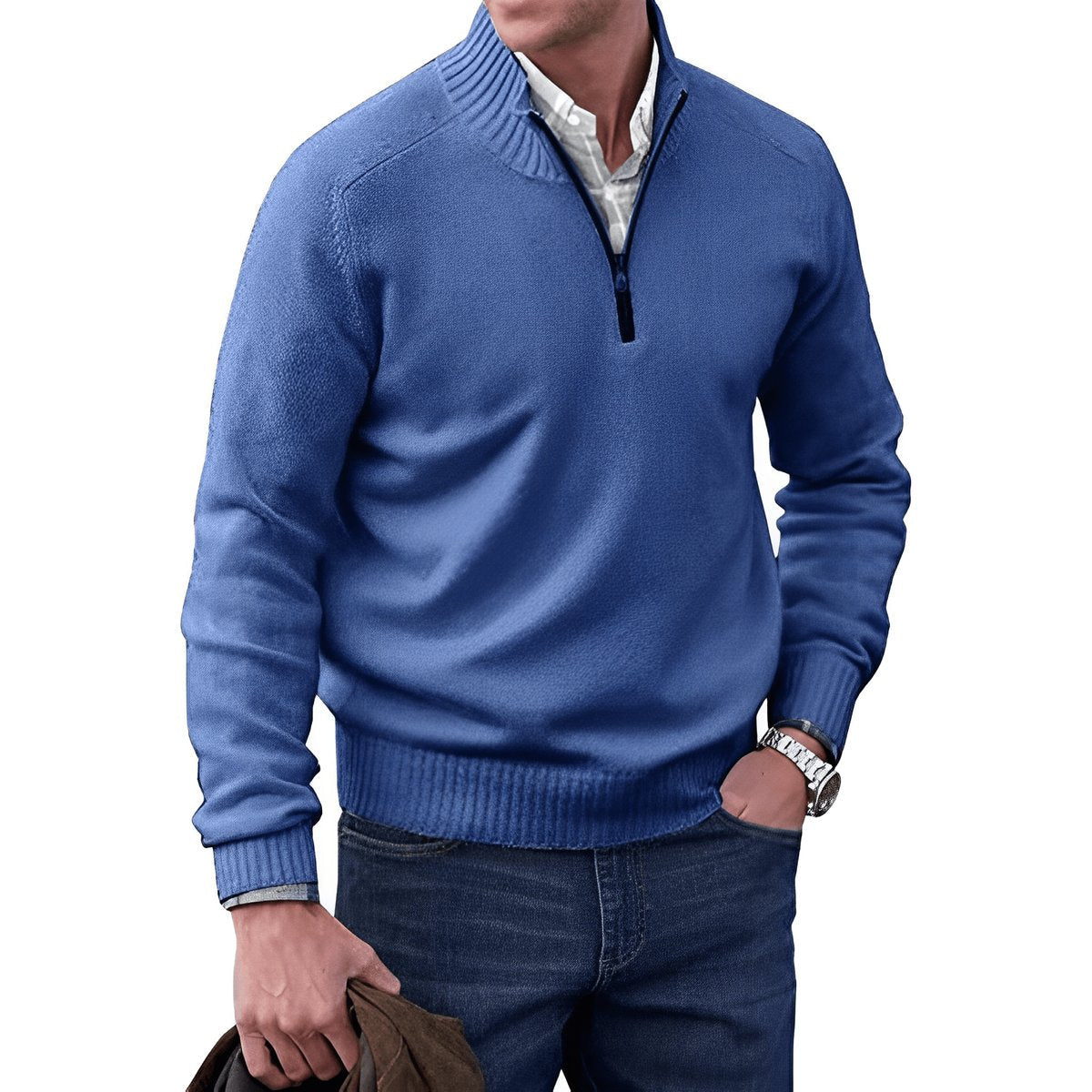 Elias | Mens Knit Regular-Fit Quarter-Zip Sweater — Classic Winter Knit in 10 Colors M–3XL | Westmere