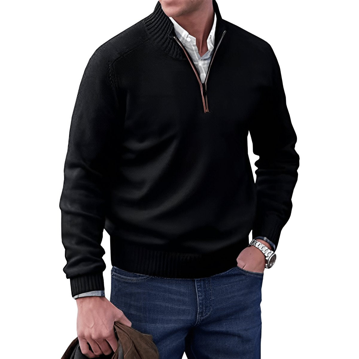 Elias | Mens Knit Regular-Fit Quarter-Zip Sweater — Classic Winter Knit in 10 Colors M–3XL | Westmere