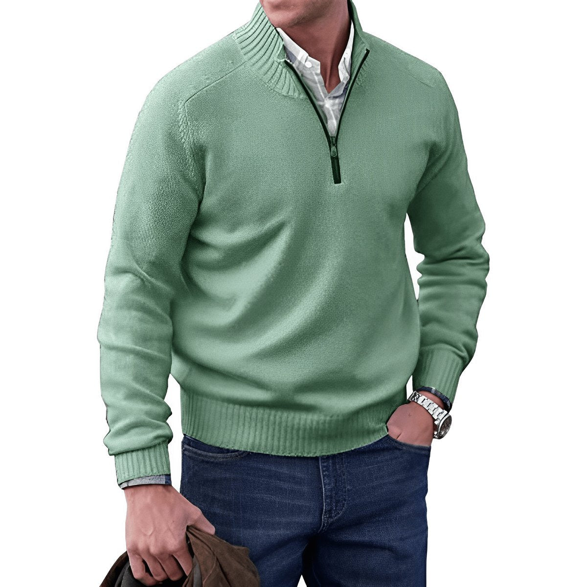Elias | Mens Knit Regular-Fit Quarter-Zip Sweater — Classic Winter Knit in 10 Colors M–3XL | Westmere