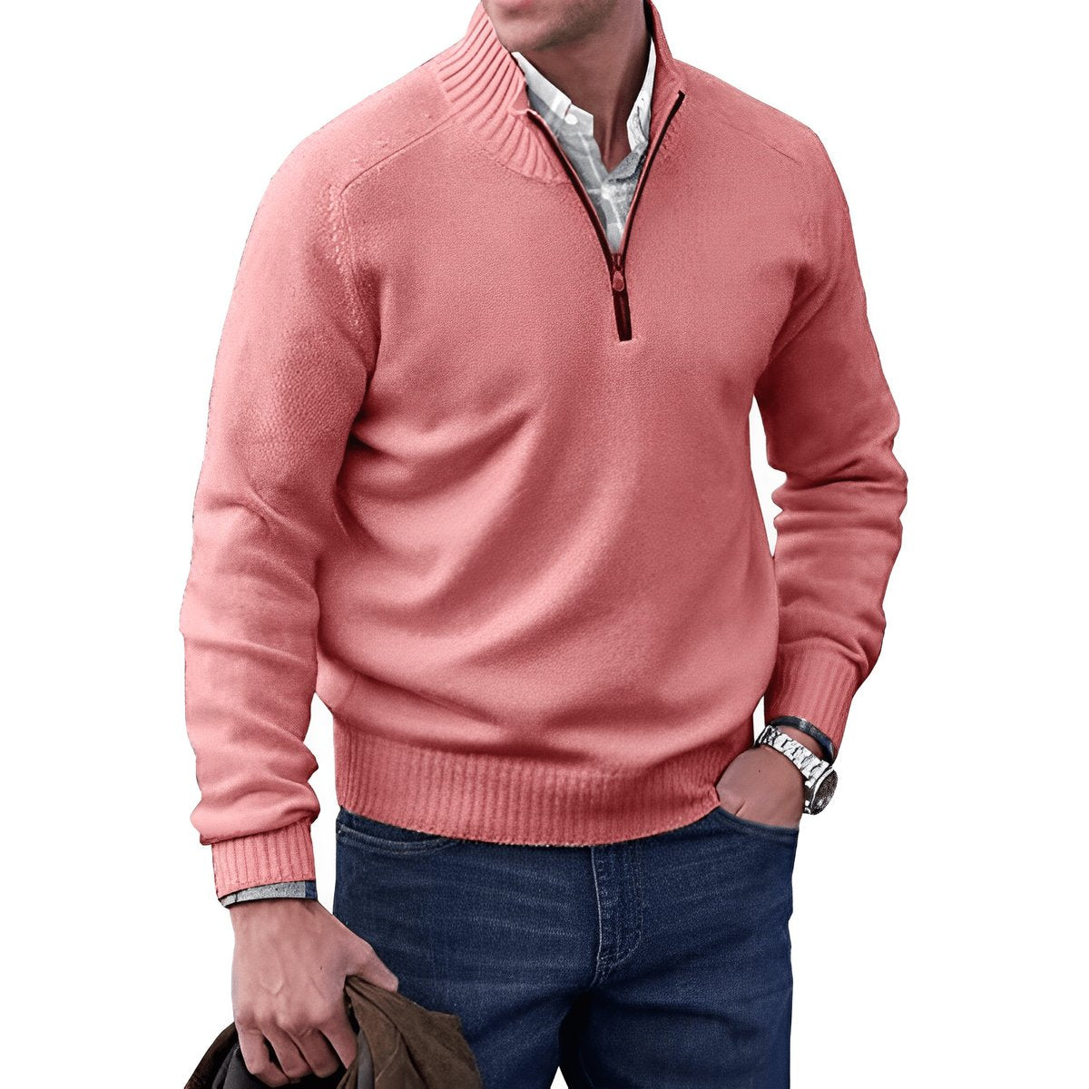 Elias | Mens Knit Regular-Fit Quarter-Zip Sweater — Classic Winter Knit in 10 Colors M–3XL | Westmere