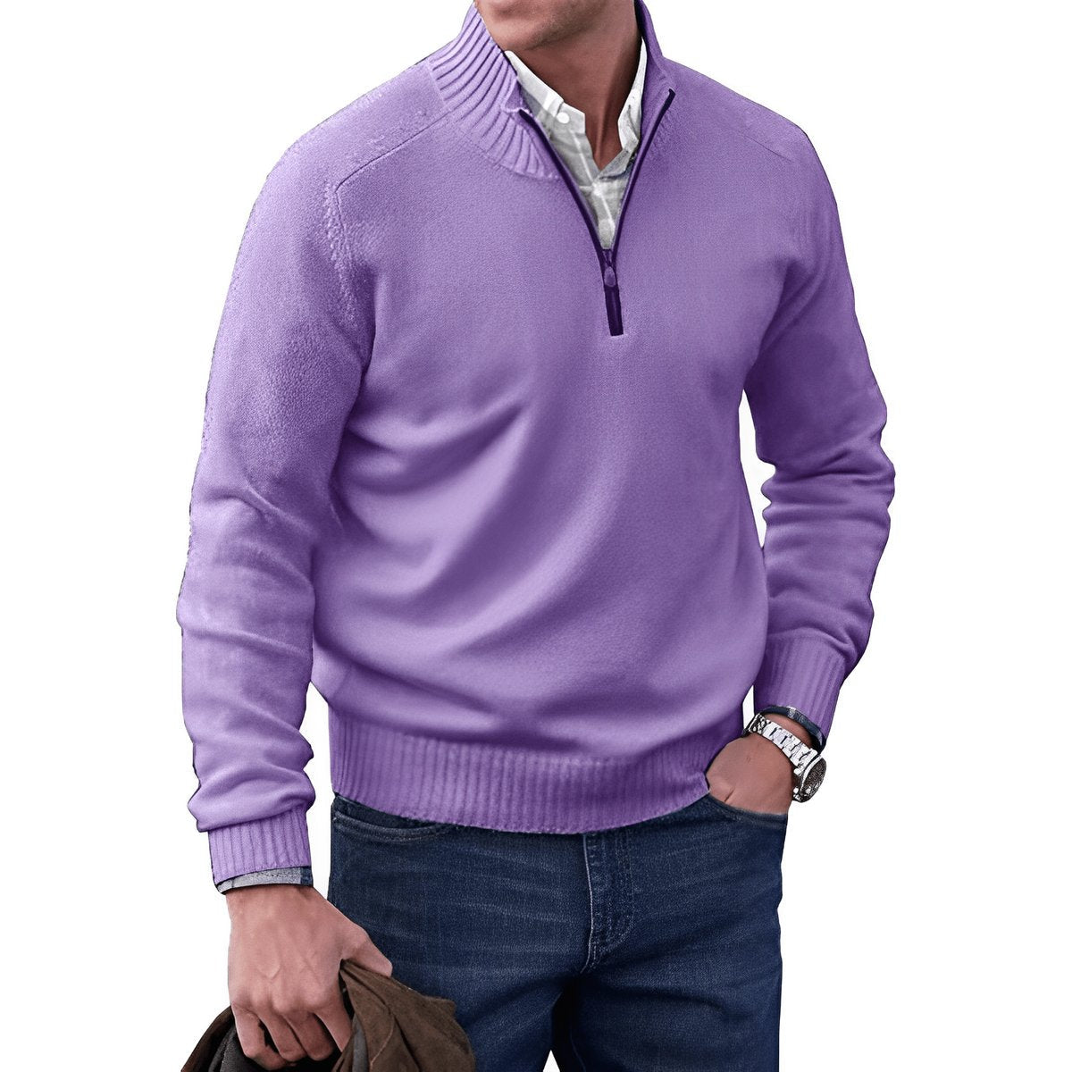 Elias | Mens Knit Regular-Fit Quarter-Zip Sweater — Classic Winter Knit in 10 Colors M–3XL | Westmere