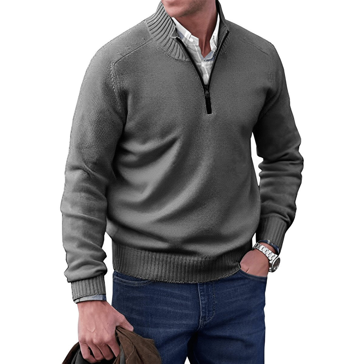 Elias | Mens Knit Regular-Fit Quarter-Zip Sweater — Classic Winter Knit in 10 Colors M–3XL | Westmere