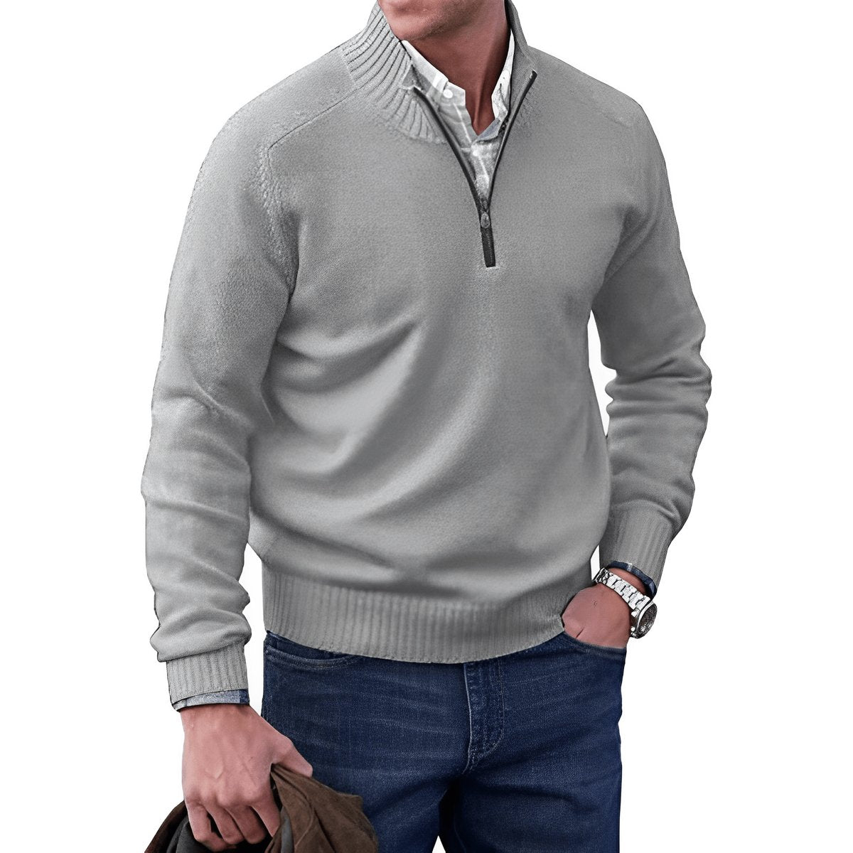 Elias | Mens Knit Regular-Fit Quarter-Zip Sweater — Classic Winter Knit in 10 Colors M–3XL | Westmere