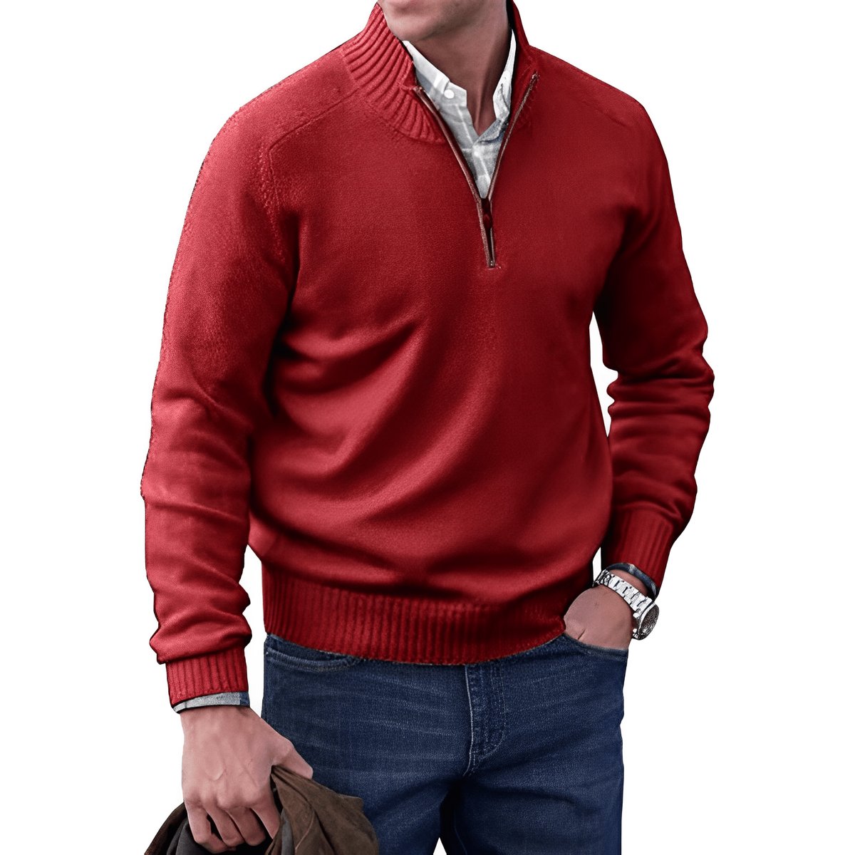 Elias | Mens Knit Regular-Fit Quarter-Zip Sweater — Classic Winter Knit in 10 Colors M–3XL | Westmere