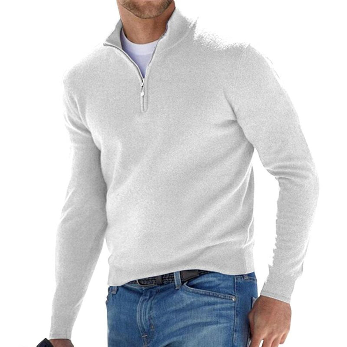 Dominik | Mens Half-Zip Regular Fit Knit Sweater — Ribbed Cuffs with Layering Collar in 6 Colors S–5XL | Westmere