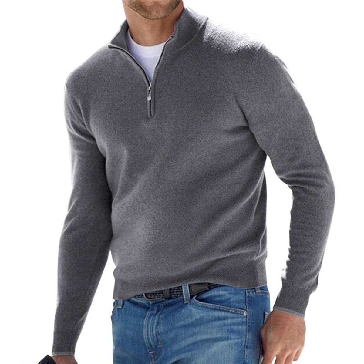 Dominik | Mens Half-Zip Regular Fit Knit Sweater — Ribbed Cuffs with Layering Collar in 6 Colors S–5XL | Westmere
