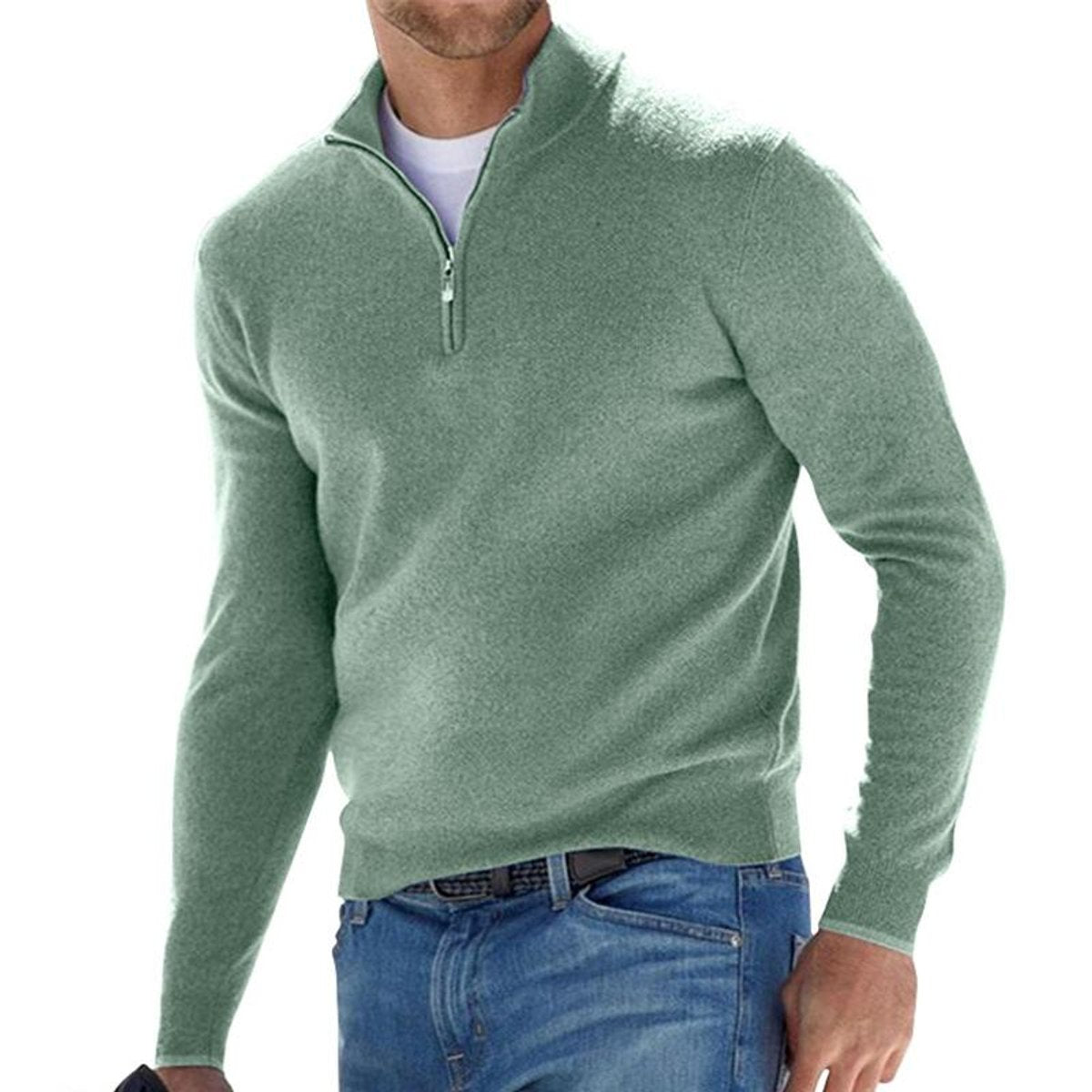 Dominik | Mens Half-Zip Regular Fit Knit Sweater — Ribbed Cuffs with Layering Collar in 6 Colors S–5XL | Westmere