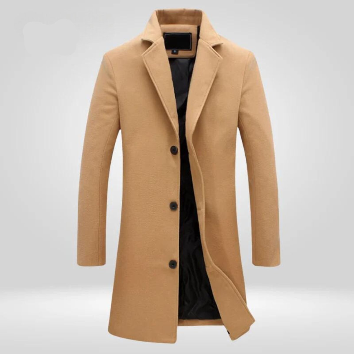 Florian | Mens Long Single-Breasted Wool Coat — Classic Lapel Collar with Lining M–5XL | Westmere