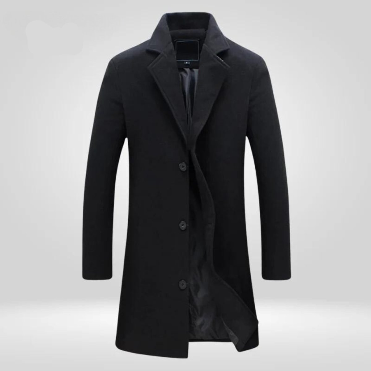 Florian | Mens Long Single-Breasted Wool Coat — Classic Lapel Collar with Lining M–5XL | Westmere