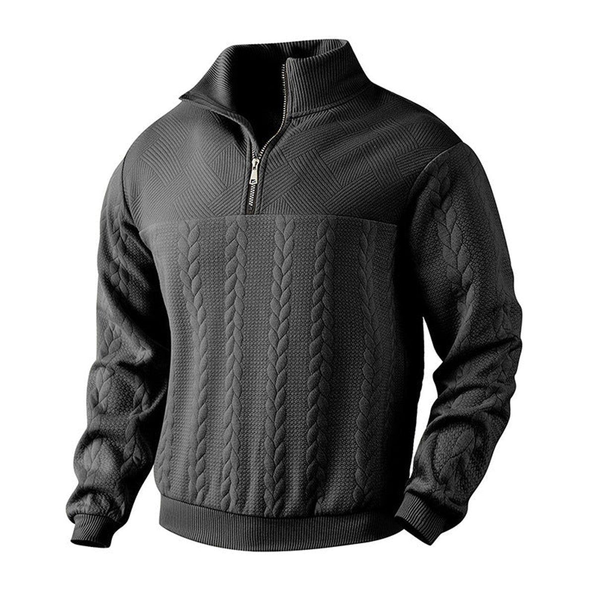 Andreas | Mens Cable-Knit Quarter-Zip Sweater — Metal Zipper with Ribbed Cuffs in 5 Colors XS–2XL | Westmere