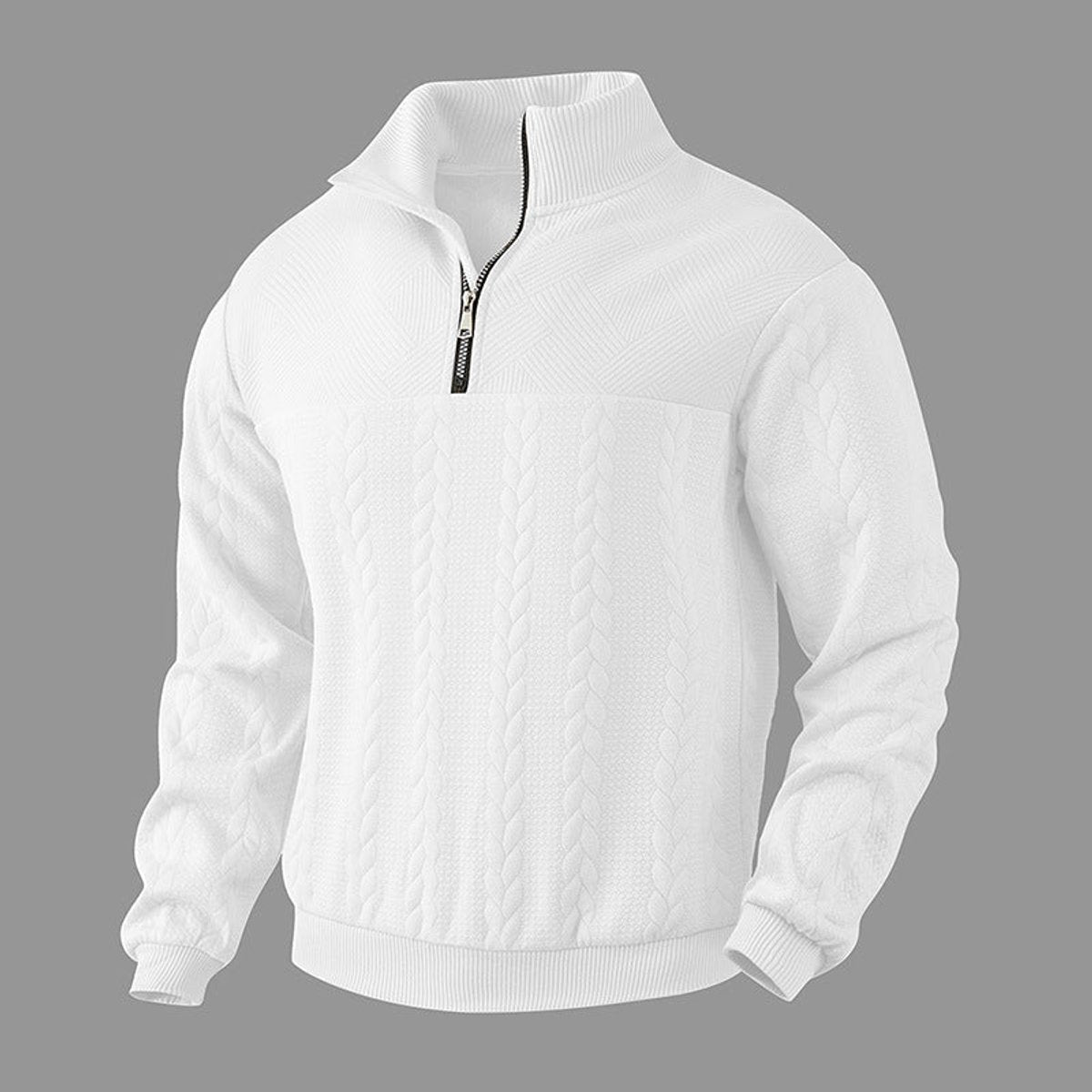 Andreas | Mens Cable-Knit Quarter-Zip Sweater — Metal Zipper with Ribbed Cuffs in 5 Colors XS–2XL | Westmere