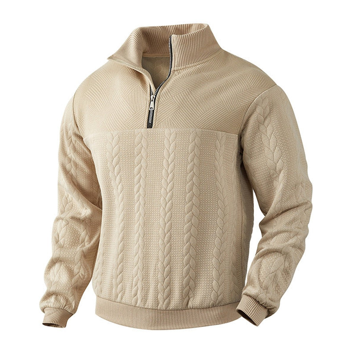 Andreas | Mens Cable-Knit Quarter-Zip Sweater — Metal Zipper with Ribbed Cuffs in 5 Colors XS–2XL | Westmere