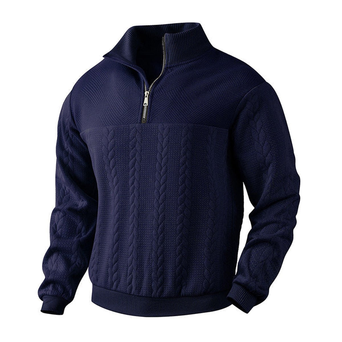 Andreas | Mens Cable-Knit Quarter-Zip Sweater — Metal Zipper with Ribbed Cuffs in 5 Colors XS–2XL | Westmere