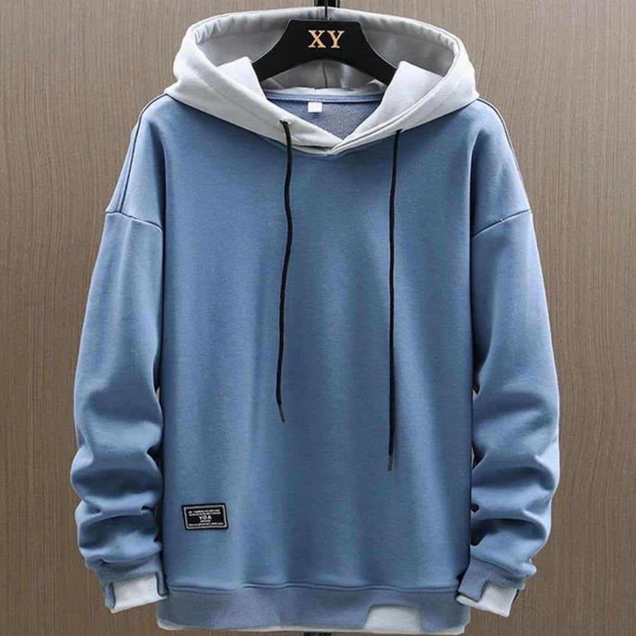 Men's Color-Block Pullover Hoodie, Drawstring, Long Sleeves