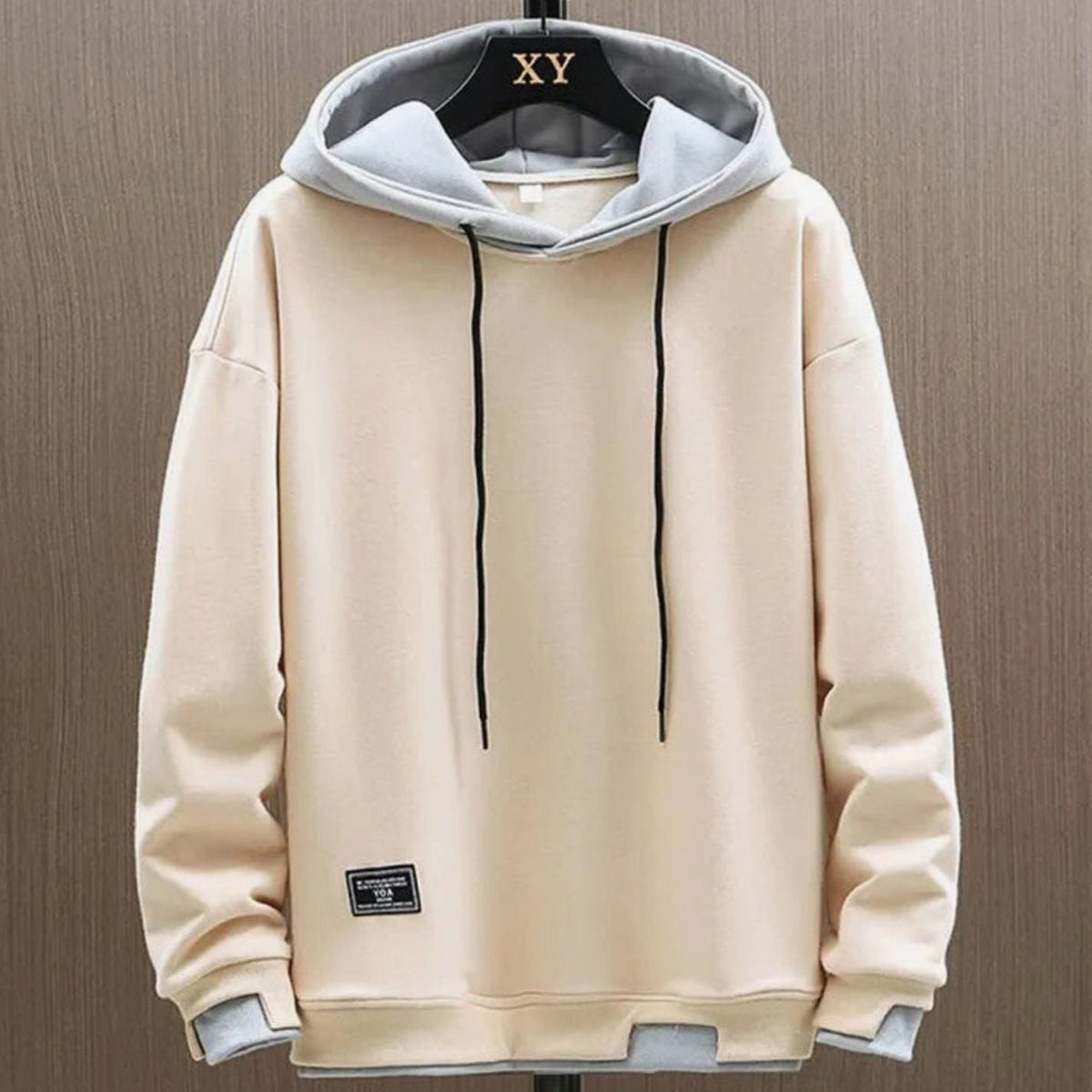 Men's Color-Block Pullover Hoodie, Drawstring, Long Sleeves