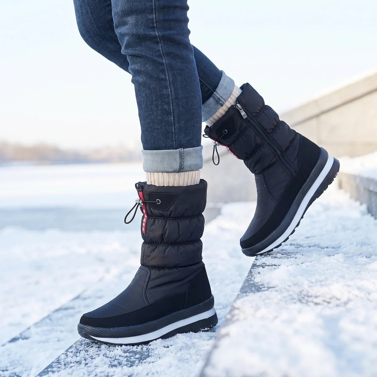 Hesper Waterproof Velvet Lined Puffer Snow Boots