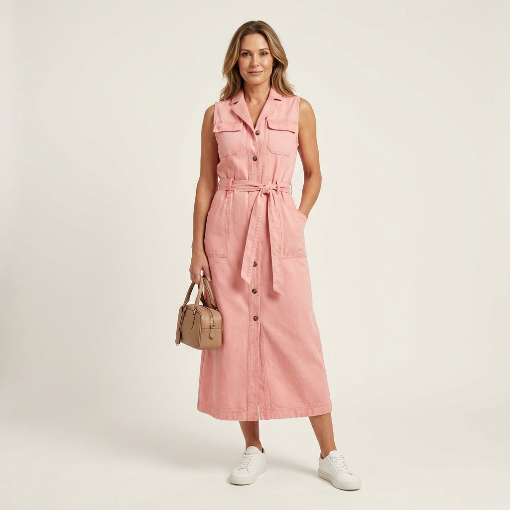Georgina | Maxi denim dress in fluid fabric