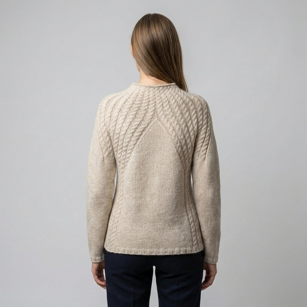 Women's Cable-Knit Jumper Long Sleeve Round Neck