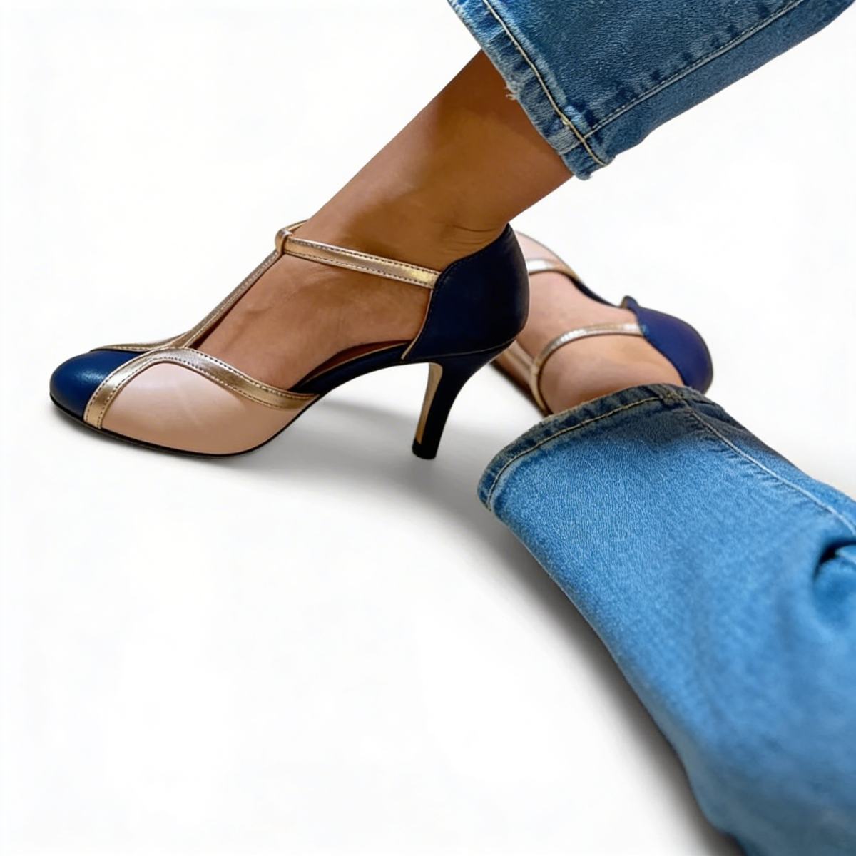 Margaux | Comfortable Women's Heels in Caramel and Black