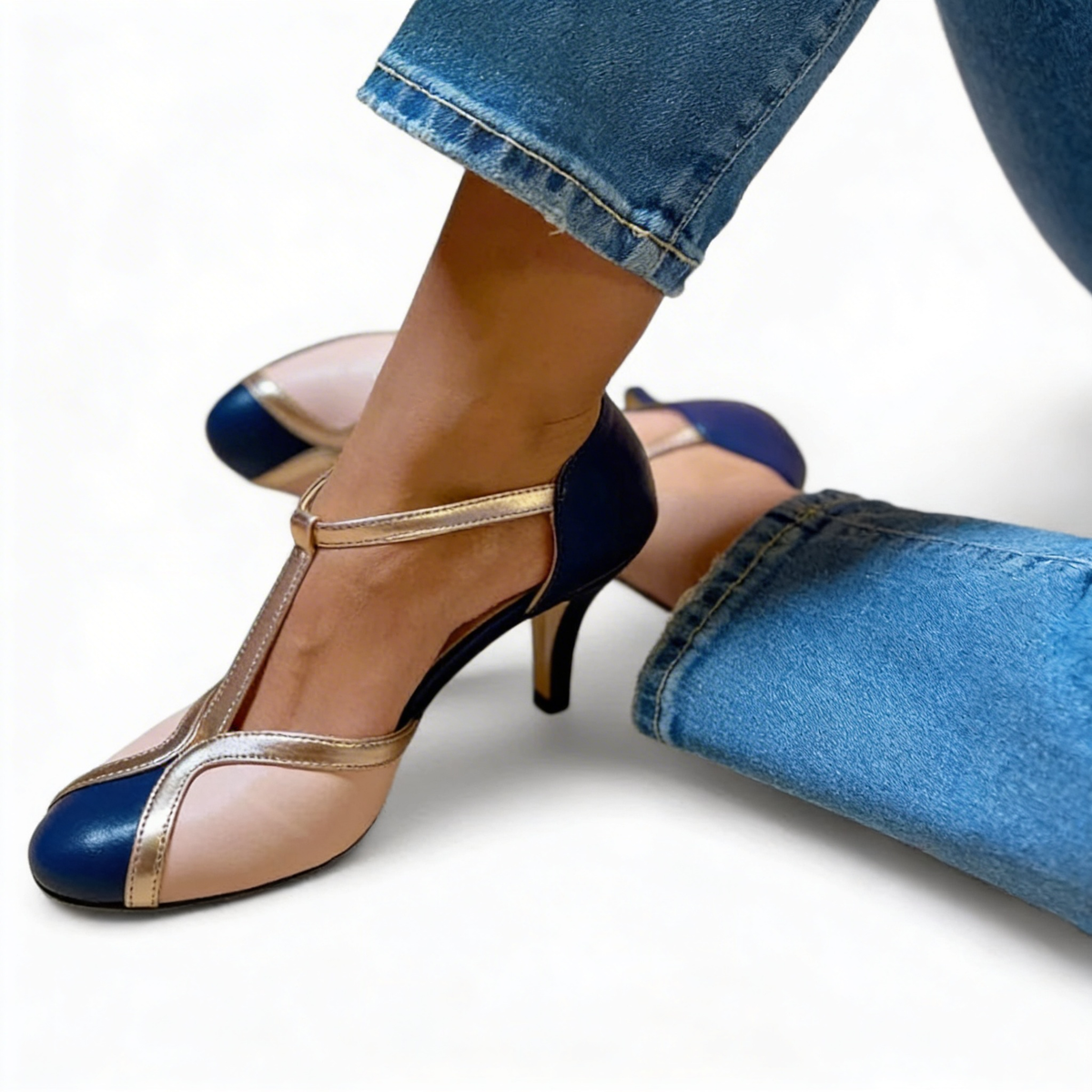 Margaux | Comfortable Women's Heels in Caramel and Black