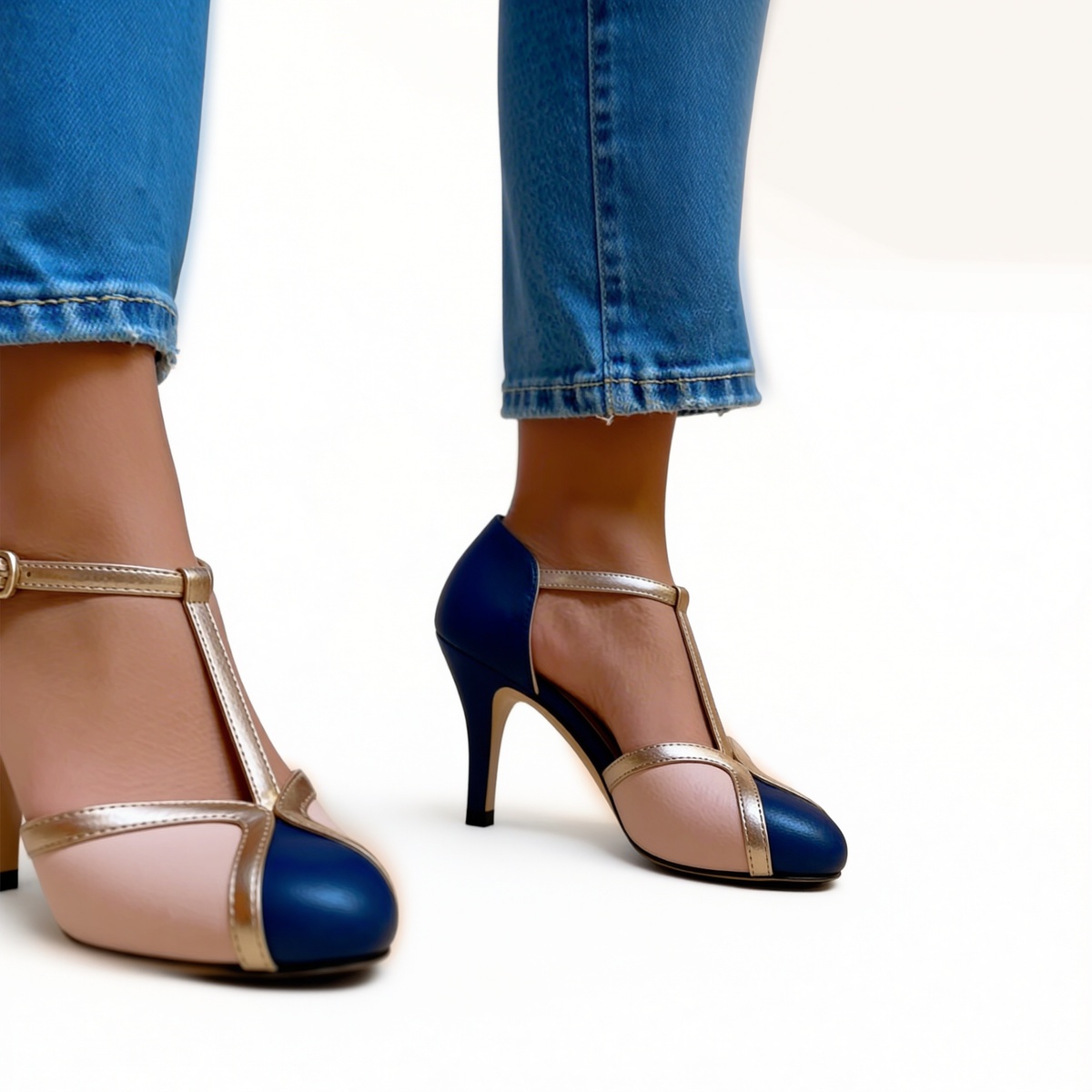 Margaux | Comfortable Women's Heels in Caramel and Black