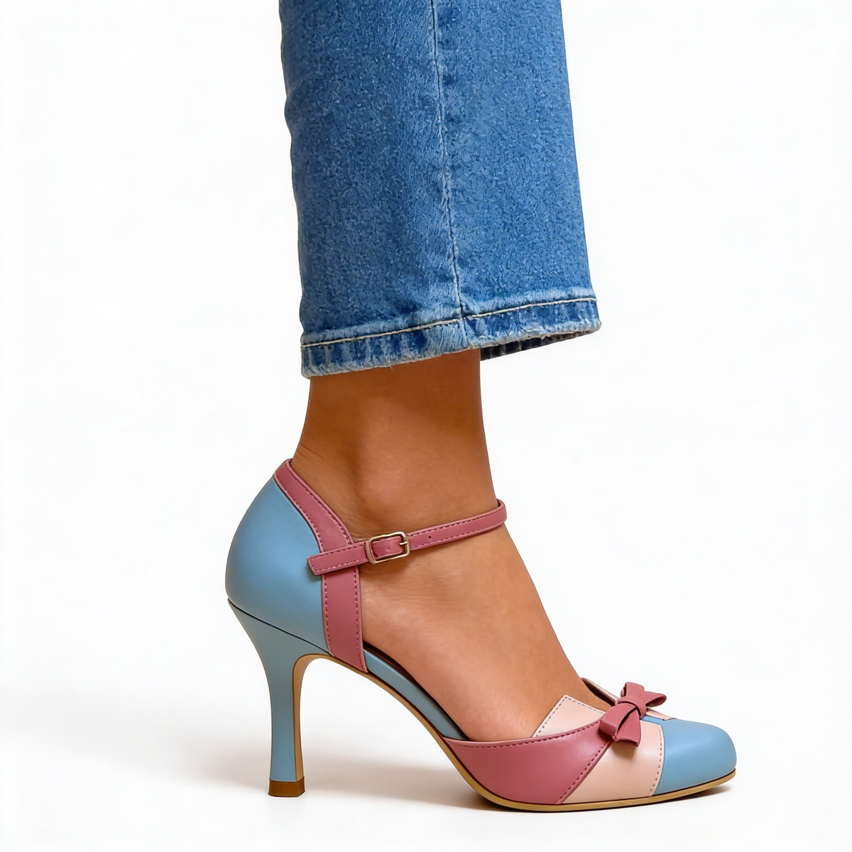 Monika | Elegant Women's Pumps in Blue, Pink, and White