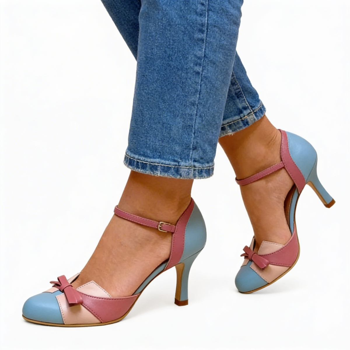 Monika | Elegant Women's Pumps in Blue, Pink, and White