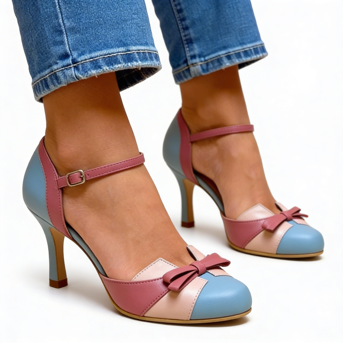 Monika | Elegant Women's Pumps in Blue, Pink, and White