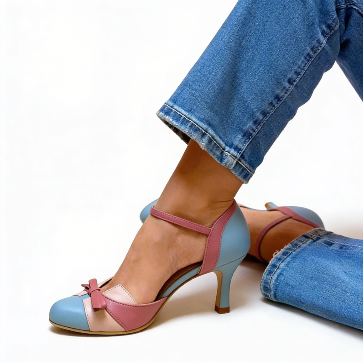 Monika | Elegant Women's Pumps in Blue, Pink, and White