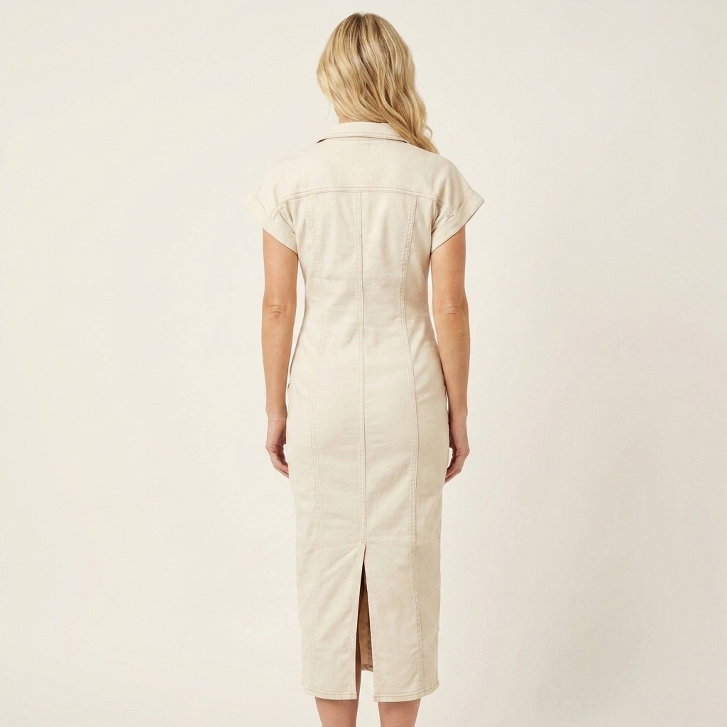 Maya | Fitted denim mini dress with front buttons