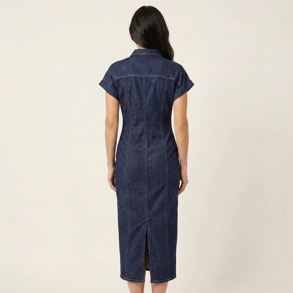 Maya | Fitted denim mini dress with front buttons