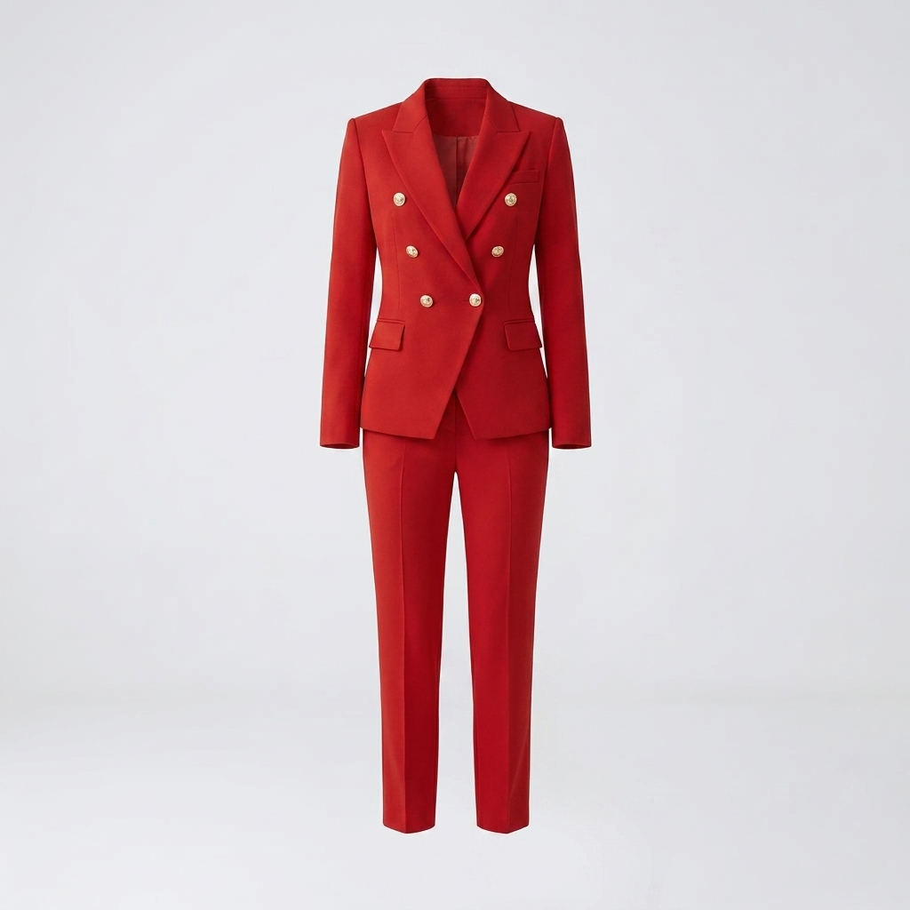 Women's Double-Breasted Blazer Trouser Set Tailored