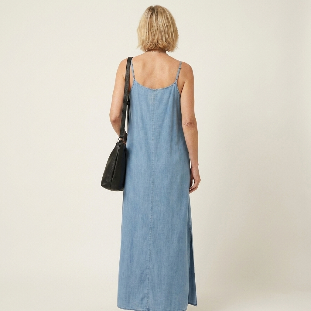 Azure | Maxi denim dress with side slit
