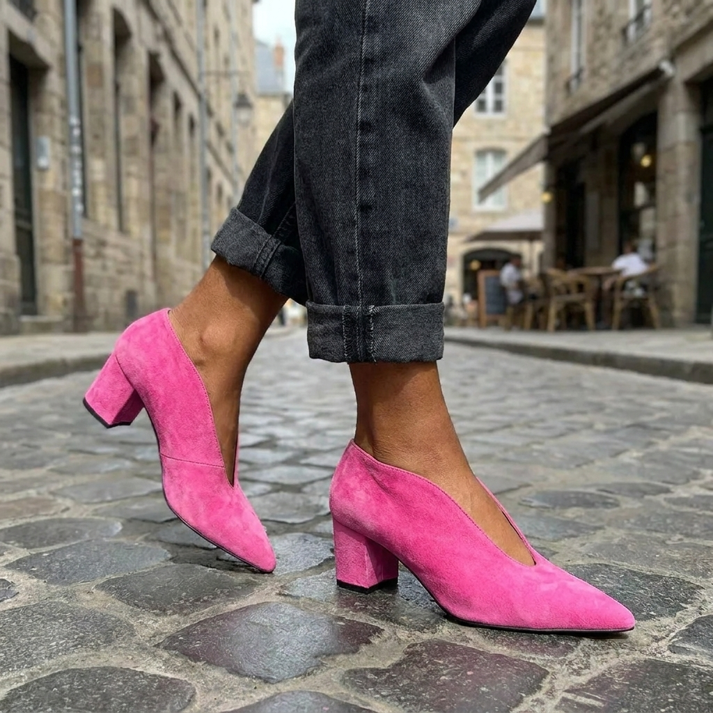 Women's Pointed Block Heel Pumps Slip-On for Office