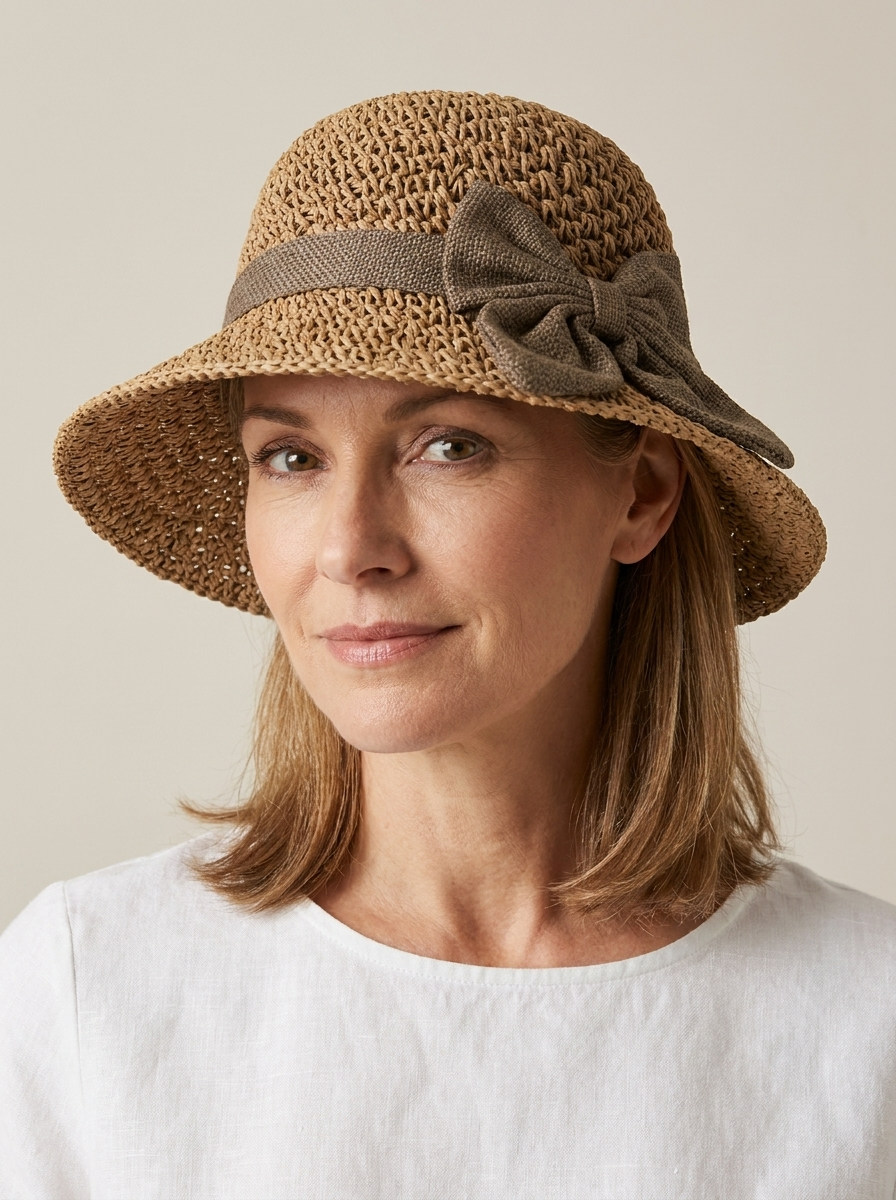Hattie Elegant Straw Sun Hat With Bow